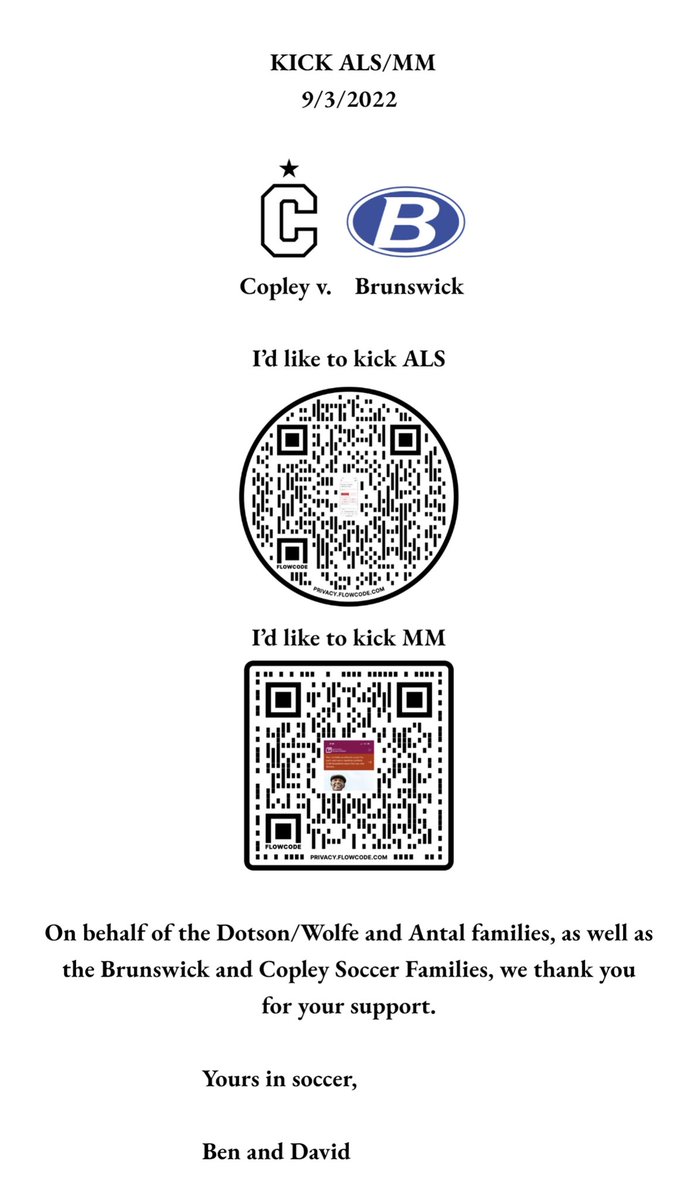 Brunswick HS Soccer (@soccer_bhs) on Twitter photo Tonight, we travel to our friends at <a href="/copleysoccer/">Copley Soccer</a> to for our yearly match!
However, we are playing for so much more! <a href="/antal9/">The Dad</a> and <a href="/coach_dotson20/">Benjamin Dotson</a> are trying rally support for those who suffer from ALS and Multiple Myeloma.
Thanks for your support!
#KickALS #KickMM #GoBigBlue Tonight, we travel to our friends at <a href="/copleysoccer/">Copley Soccer</a> to for our yearly match!
However, we are playing for so much more! <a href="/antal9/">The Dad</a> and <a href="/coach_dotson20/">Benjamin Dotson</a> are trying rally support for those who suffer from ALS and Multiple Myeloma.
Thanks for your support!
#KickALS #KickMM #GoBigBlue
