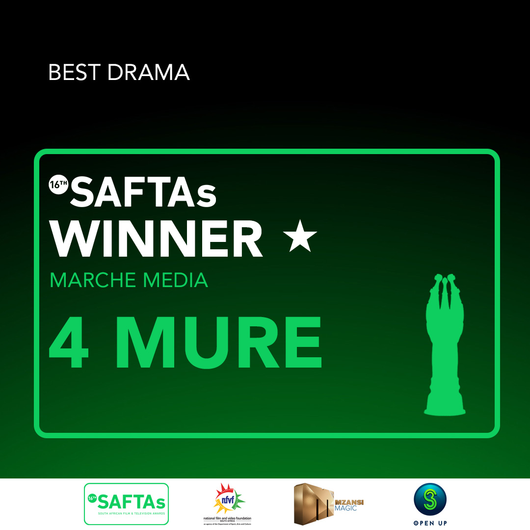 SAFTAs_1's tweet photo. @DlomoNzuza @Mzansimagic Congratulations to the cast and crew of #4Mure on their Best TV Drama award. This is a @camarchemedia production on @kykNETtv. Well done julle! #SAFTAs https://t.co/KU2wYUNbDo