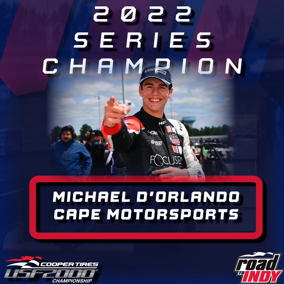 USF2000's tweet photo. WHAT. A. RACE.🏎🔥

Michael D’Orlando leads 20 laps to snag a win in Race 3 at @Portland_GP — and more importantly, clinch the 2022 series title and a scholarship to race in @IndyPro2000 💯💪🏆

#RoadToIndy | #TeamCooperTire https://t.co/mvgoc3yCio