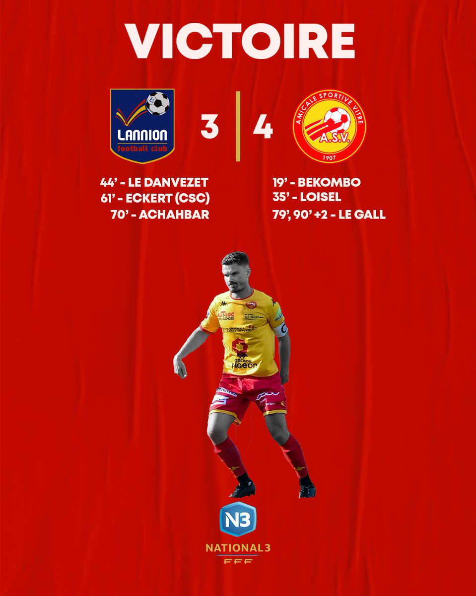 AsVitre1907's tweet photo. ⏱️ 90'+6 FIN DU MATCH | Un match emballant et une belle victoire pour cette 2ème journée de championnat !

FC Lannion 3️⃣ - 4⃣ AS Vitré 💊

#FCLASV | #N3 https://t.co/SVBBR9oAu9