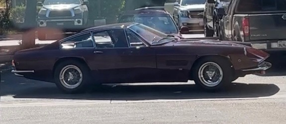 Eating breakfast at a fast food place this morning, Jay Leno sits down at the next table, eats his food, gives quarters to a little girl for the toy machine, drives off in his 1970 Monteverdi coupe.