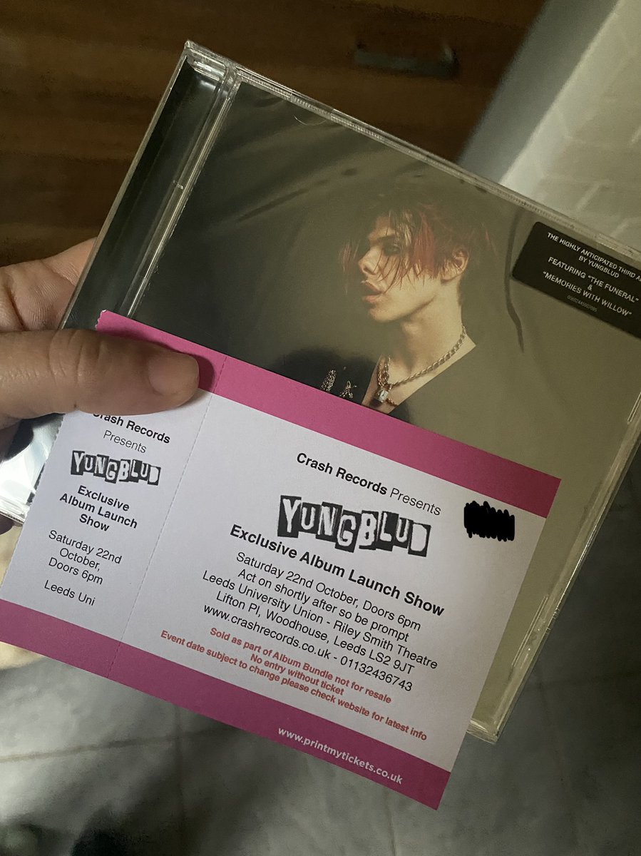 Wench_VT's tweet photo. Selling a ticket for yungblud’s album launch show for Leeds 22nd October for face value £22 #yungblud https://t.co/Nu3JwxMoh9