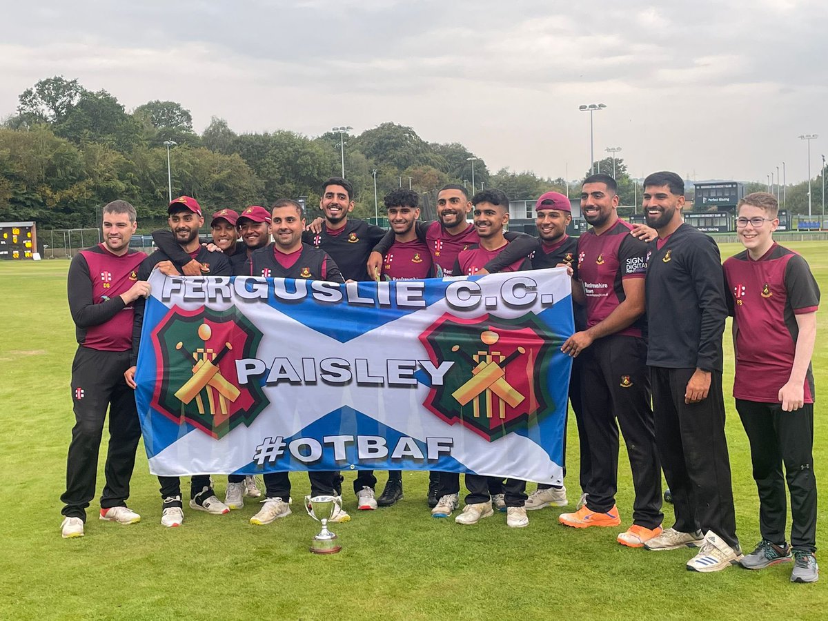 MajidHaq's tweet photo. Congratulations to all @FerguslieCC for now becoming the champions of @CricketScotland &amp; especially my cousins @ranaomerhussain @HasanK786 @HaroonT__ @Taimoormufc11 @Uzair152005 @QasK22 @AdamT152005 &amp; Daoud. Special mention to Riyaad for his MoM performance with 68 &amp; 2 wickets. https://t.co/feFaDXBWAN