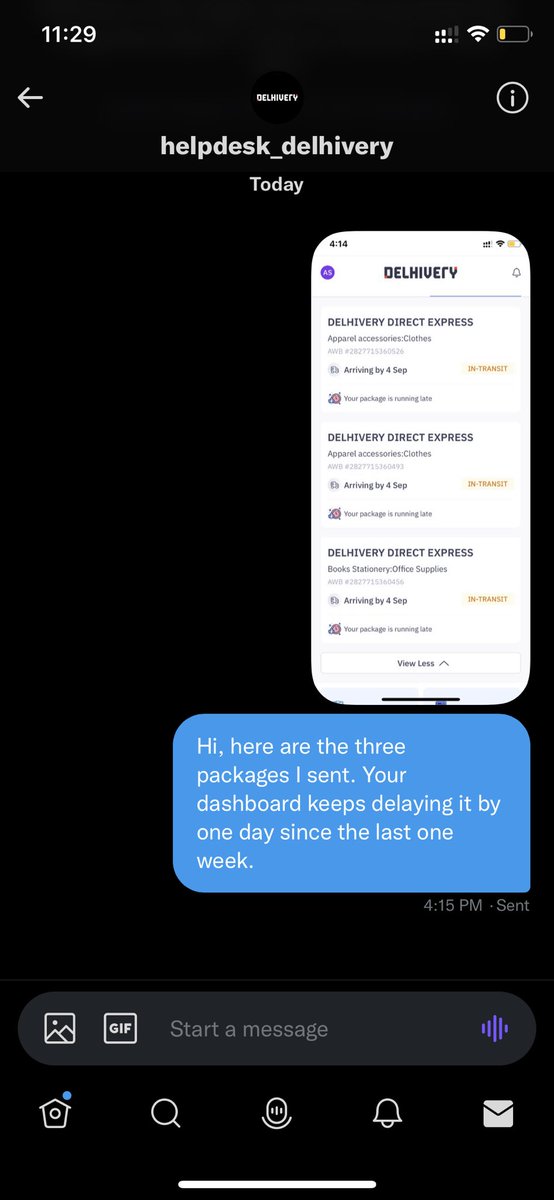 anshul1710's tweet photo. @help_delhivery You haven't even opened the message yet. How exactly have you escalated this? https://t.co/SDci58rWMh
