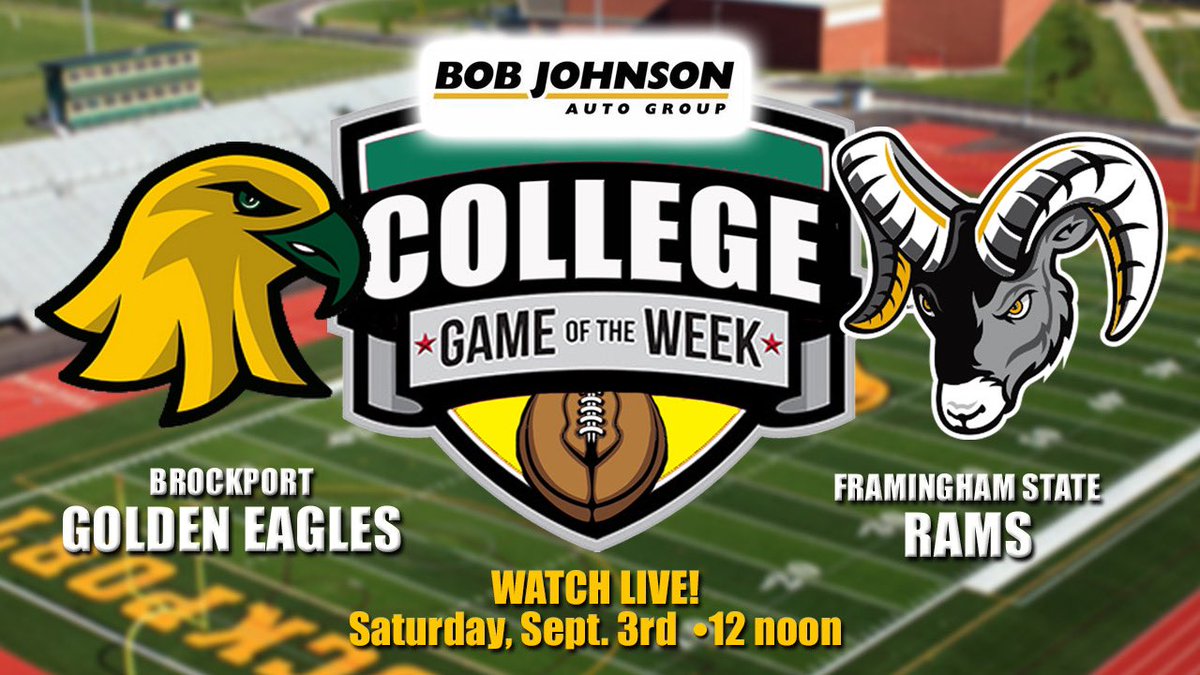 ROCSportsNet's tweet photo. It’s GAME DAY! Watch live today at noon on the @ROCSportsNet facebook page! @BPort_Football vs @FraminghamU Presented by @BobJohnsonAuto &amp; @LattNChiliPT https://t.co/QhAZMwgfP0