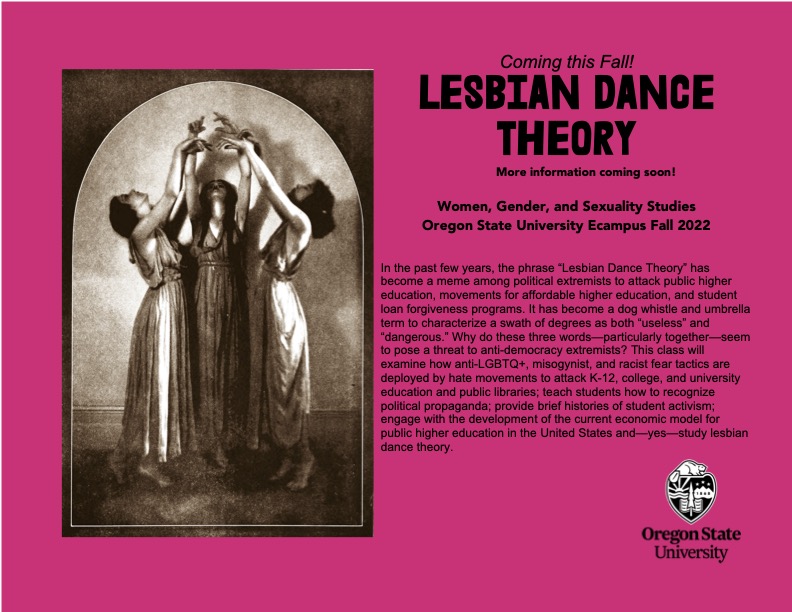 Coming this Fall--More Info Soon! #LesbianDanceTheory #WGSSLove #QSLove #GoBeavs