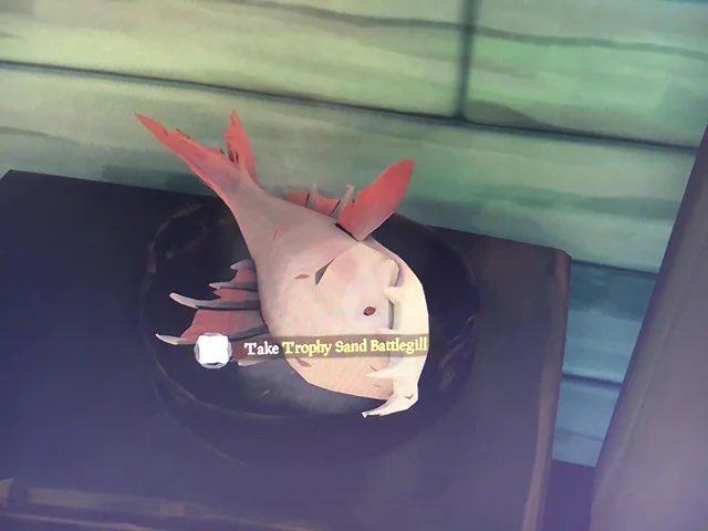 sagewithrage's tweet photo. Last nights @SeaOfThieves session was an epic one! The Trophy Sand Battlegill was snagged along with 5 new members of our pirate family, two ashen winds and a FOF! Shenanigans and chaotic fun was had. Cheers to my fellow fishing addicts and our new #SeaOfThieves pals! https://t.co/R6RT7otoK1