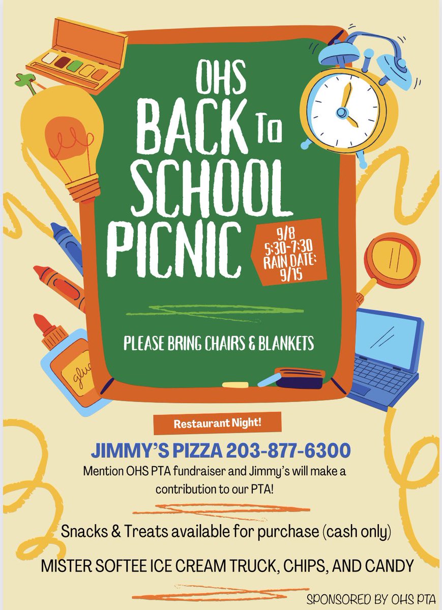 PrincipalSarah's tweet photo. Looking forward to our Welcome Back Picnic at Orchard Hills!! Come join us for an evening of fun! @ohs_pta @ohs_pta @ncw1332 @ElenaMayorga6 https://t.co/00NK0HVjbS