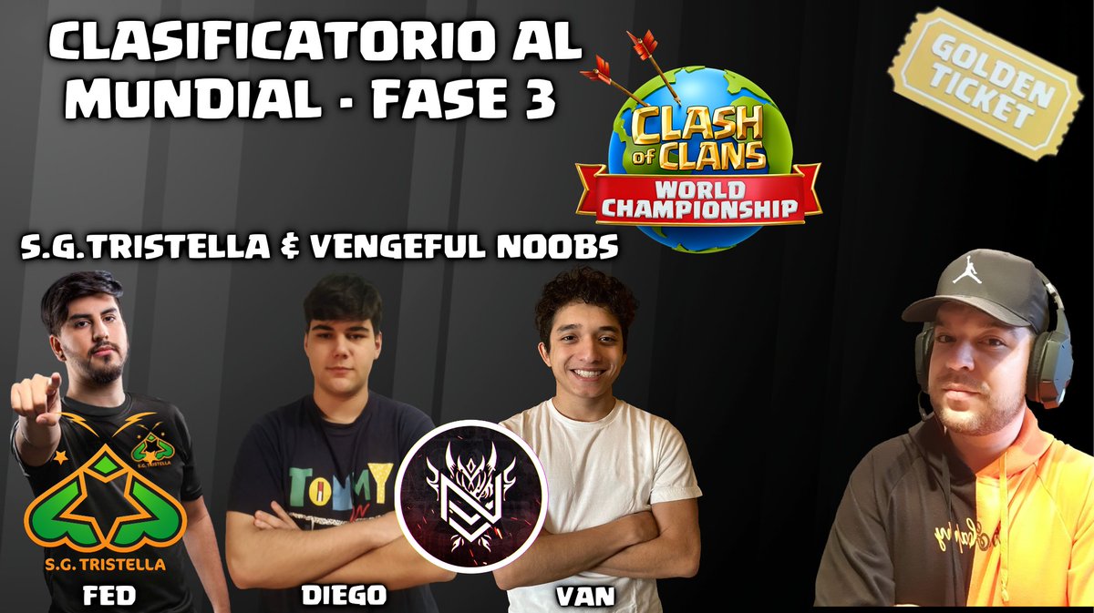 🟣 LIVEEEEEEE!

🌍 CLASIFICATORIO AL MUNDIAL | FASE 3 🌍

⚔  1º GUERRA A RETRANSMITIR:

✅ <a href="/VengefulNoobs/">Vengeful Noobs</a> vs #MartialWarlord

🎟️ PASE al MUNDIAL en JUEGO!

Los hispanos <a href="/diegogm_coc/">DiegoGM</a> @Van_24_ vs <a href="/KaddielC/">KADDIEL</a> 

👉 twitch.tv/style_coc