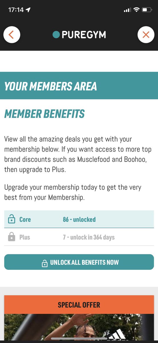 Simo_Maac's tweet photo. @PureGym having an awful time with your app features. I’m an annual Plus member and being penalised for committing for the year. Can’t access Plus Member’s Benefits and also my links I’m sharing for Bring a Buddy are failing. Please help. https://t.co/G14ALwME6O