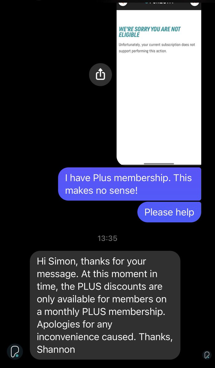 Simo_Maac's tweet photo. @PureGym having an awful time with your app features. I’m an annual Plus member and being penalised for committing for the year. Can’t access Plus Member’s Benefits and also my links I’m sharing for Bring a Buddy are failing. Please help. https://t.co/G14ALwME6O