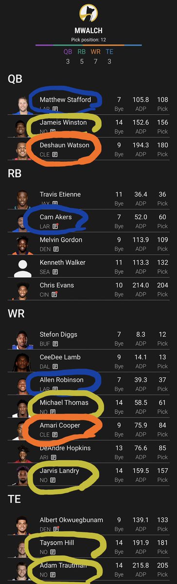 walch04's tweet photo. @jlarkytweets @UnderdogFantasy I like your start 😍…See you week 17 larky! https://t.co/OErspY035v