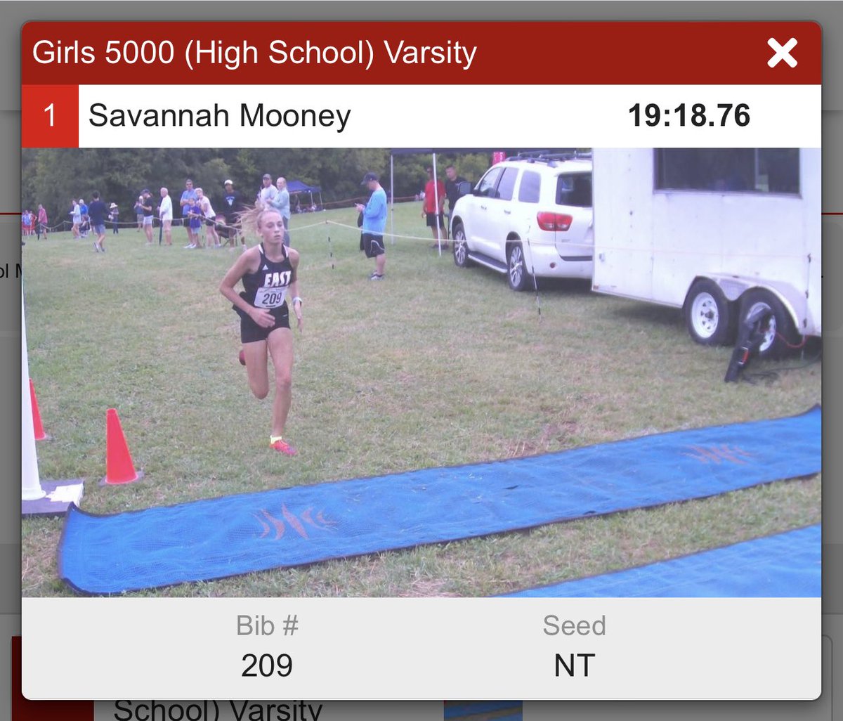 Congrats to freshman phenom Savannah Mooney for being first to the finish in this morning’s Shelby Co. Invite.