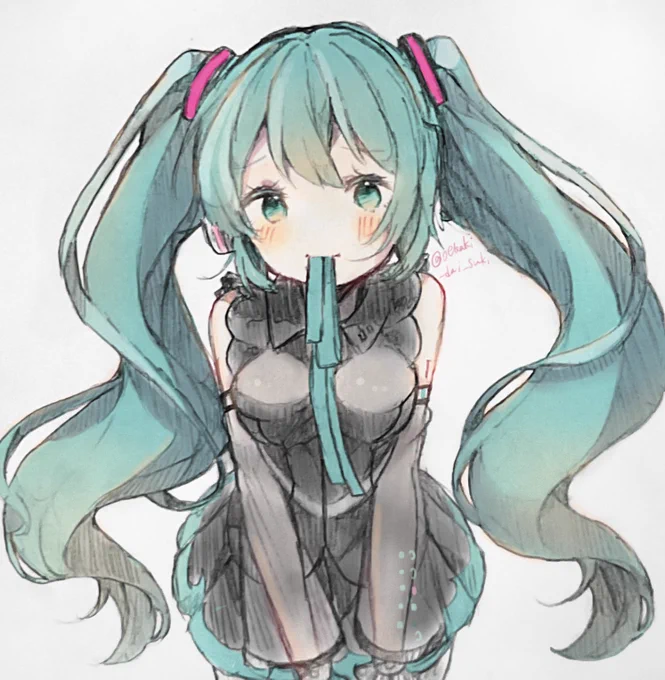 お題より、黒NTミク #フリーアイコン 