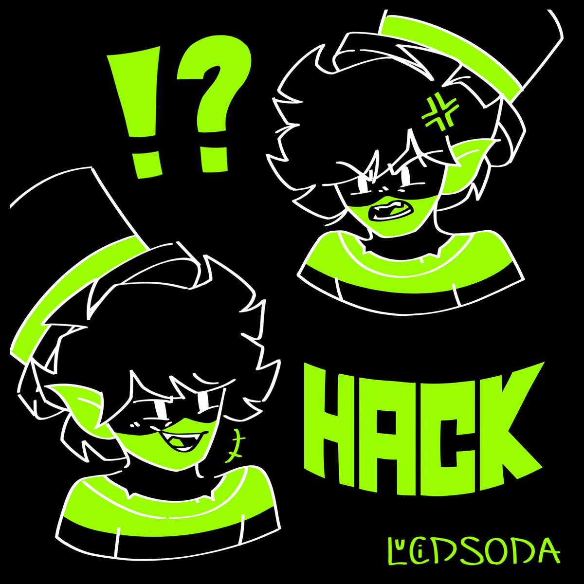LucidSoda's tweet photo. some expression practice with Hack! my very first time drawing him :]

#thaffanart #hacknine https://t.co/s3pOTcLjjF