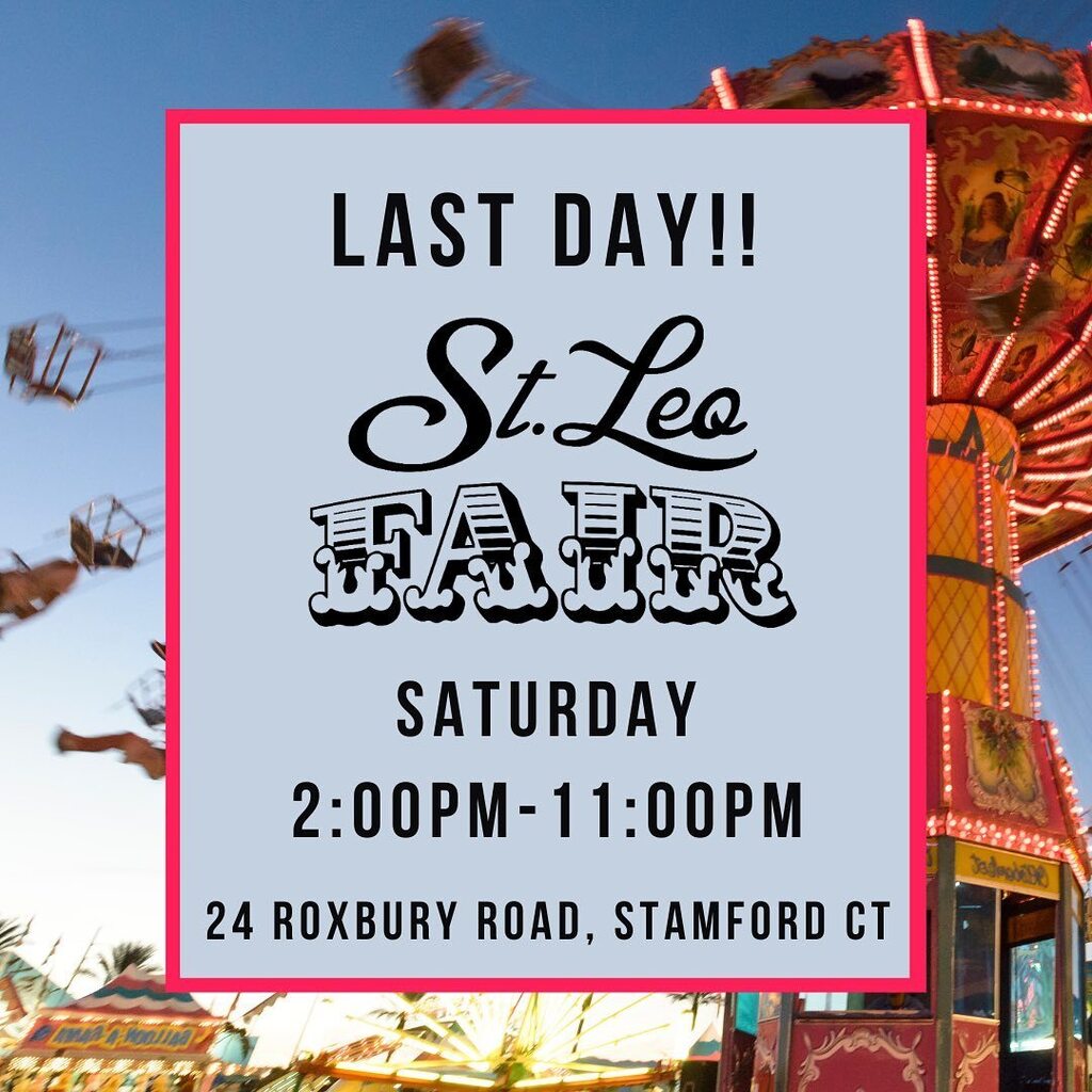 StLeoFair's tweet photo. Today is the last day of the 2022 St. Leo Fair! Last chance to enter the $30,000 raffle, have your pizza fritta, ride some rides, and play some Bingo! 
—
Saturday 2:00 - 11:00pm
🍔🍝🍪🍺🎡🎟🎠
#stleofair #fair #festival #carnival #stamford #stamfordct #… https://t.co/OSLQPW3dH9 https://t.co/tlCuc5SJkt