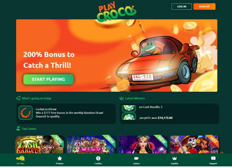 Play Croco offering a %125 deposit bonus and a 35 free spin online casino bonus