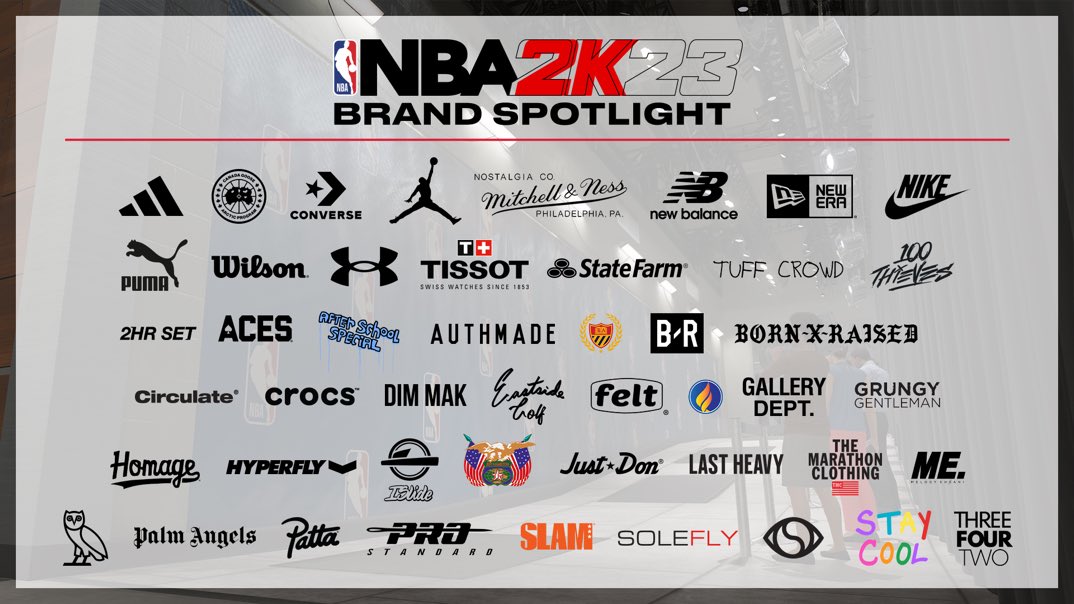 2KIntel's tweet photo. Clothing brands in #NBA2K23 https://t.co/JcPjuOzls8