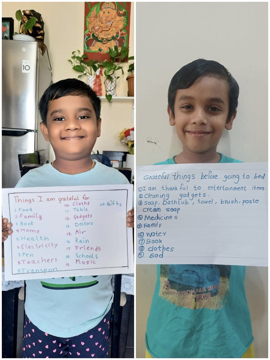 rahela_s's tweet photo. # Gratitude task
Kids had a daily recap of what they are grateful for before going to bed...
#StrongSchools
 #BestSchoolPrize
 #T4Edu
#MOEUAE #ADEK 
 @ShiningStarSchl
 @T4EduC @MOEUAEofficial @ADEK_tweet https://t.co/3FZlT0668i