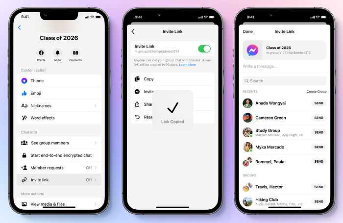 MarketerzL's tweet photo. #Messenger Adds ‘Group Invite Links’ 
You can now create a link to any group chat in 
@Facebook &amp; @Instagram &amp; DM's so
 it’s easy for anyone to join and share the chat. 📚🍎
#Marketerz
#marketing
#tipsandtricks
#socialmediatips
#socialmediamarketing
#MarketingDigital 
#live https://t.co/Zj94wty6dq
