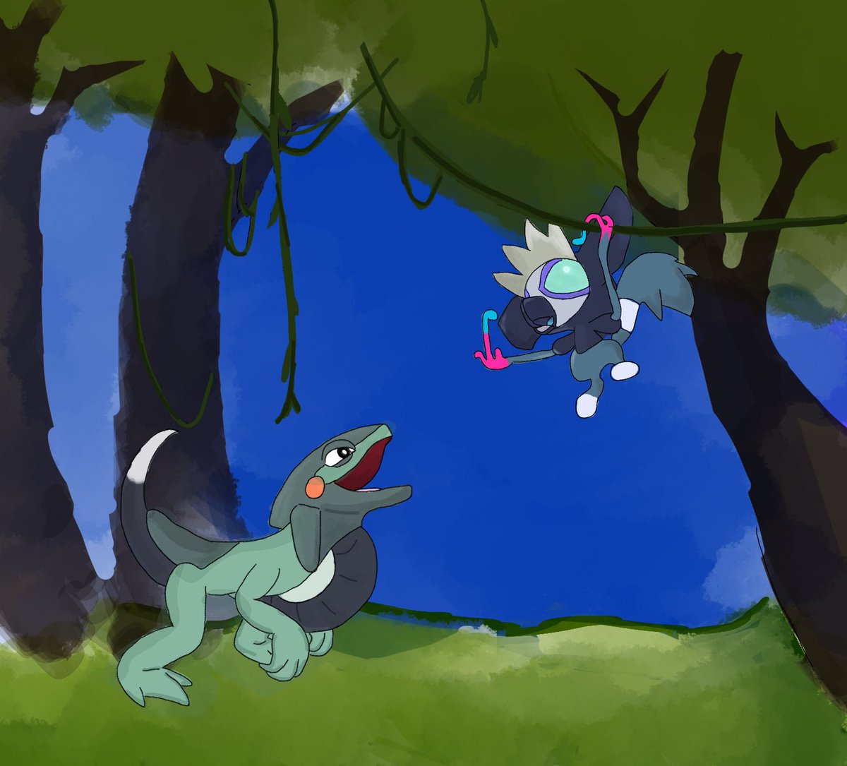 floppyhobby's tweet photo. first cyclizar and grafaiai encounter 

#pokemonscarletandviolet #cyclizar #grafaiai #art https://t.co/jcxuYu8MP8