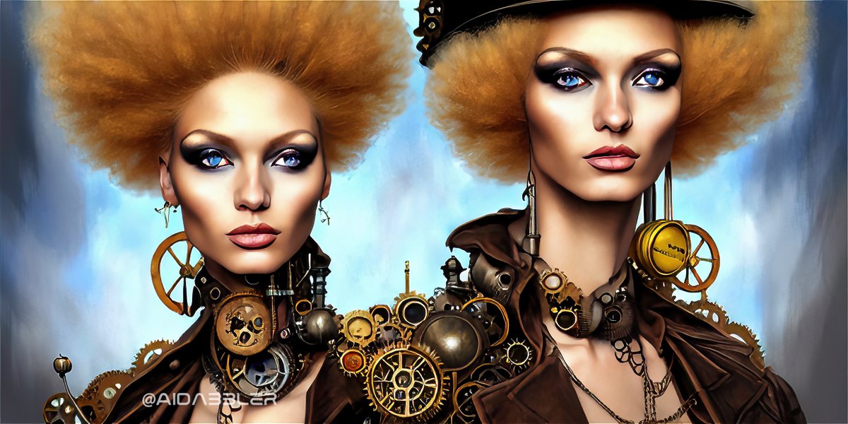 aidabbler's tweet photo. New Art Drop Alert!
Meet, Eve and Jill๐๐
Theyโve just joined "Afro Steampunk" collection
Edition 1/1
20 #tezos
https://t.co/G4Ll0P1GOu
#afrosteampunk #afrofuturism #steampunk #blackisbeautiful #africansteampunk #aiart #tezosart #blondafro #aiartcommunity #NFTCommunity https://t.co/L0cdOOfOQG