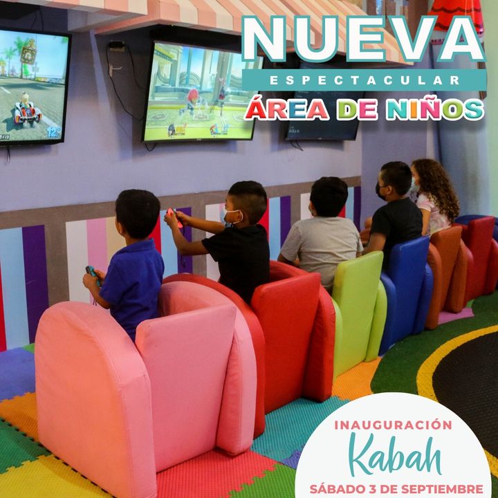 ¡Hoy gran inauguración este sábado en Kabah, Cancún! 👏🤩

Día ideal para que los niños se relajen del estrés escolar y tú te consientas con una deliciosa comida 🤤👧

Nuestras áreas de niños se siguen renovando para ti y la comodidad de tu familia 👨‍👩‍👦