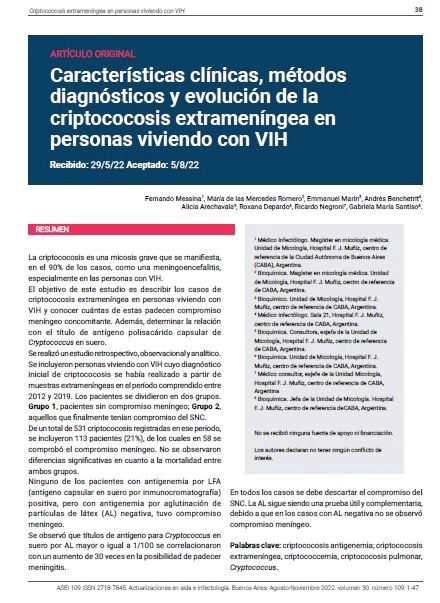 famessina's tweet image. #VIH #AIDS #Cryptococcus #LFA #Cryptococcalantigen #Cryptococcalmeningitis #pulmonarycryptococcosis 
revista.infectologia.info/index.php/revi…
