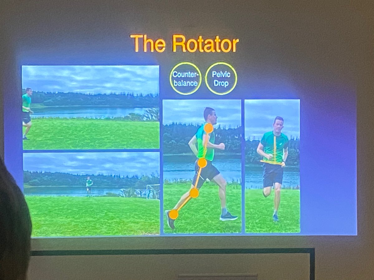 Ciaran_Physio's tweet photo. Next up Gareth Coughlan head Physio with Mayo GAA gives us some v practical  insights into running styles and corrective exercisers 

-runners
-boppers
-rotators 

Lateral hip stability, hip extension and co contraction - check out the images 

#scienceofrunning @JKiernanFund https://t.co/K4rTAca3SH
