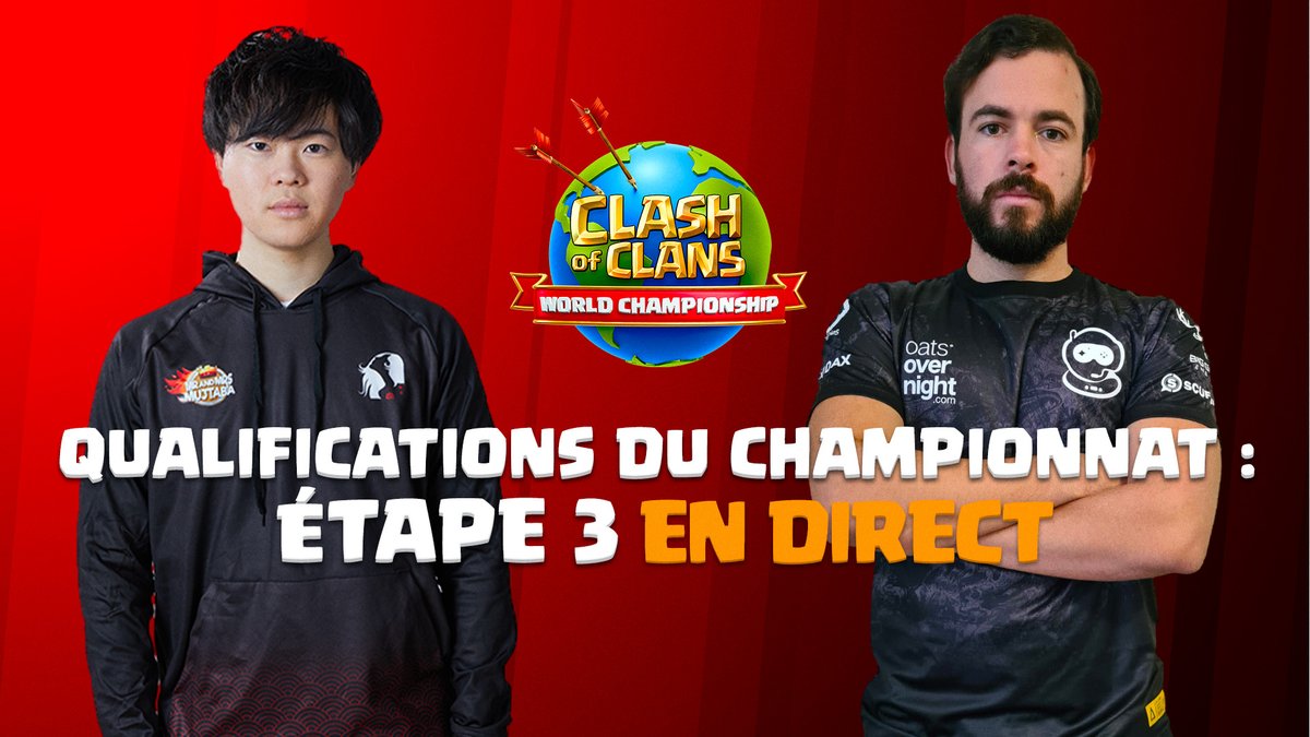 Seulement 8 des 16 équipes qui s'affrontent aujourd'hui se qualifieront pour la prochaine étape des qualifications du Championnat du Monde !

Prenez place et assistez à l'étape 3 de la competition en compagnie de 👇

📺 twitch.tv/gouloulou_coc 🔴
🎙️ <a href="/gouloulou_coc/">Gouloulou</a>