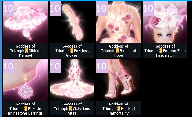 Goddess of Triumph Set giveaway! 
> follow me 
> like and retweet
Good luckk

#royalehigh #royalehighhalos #royalehighset #rhtc #royalehighnewset #goddessoftriumph #rhgiveaways #royalehightrades