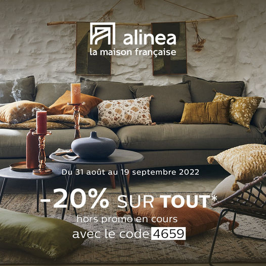 Profitez de -20% SUR TOUT* avec la carte myalinea et le code 4659, jusqu'au 19 septembre seulement ! Créez vite votre carte myalinea !