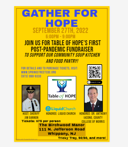 Join us for our first fundraiser since the pandemic! Come "Gather for Hope" with us!