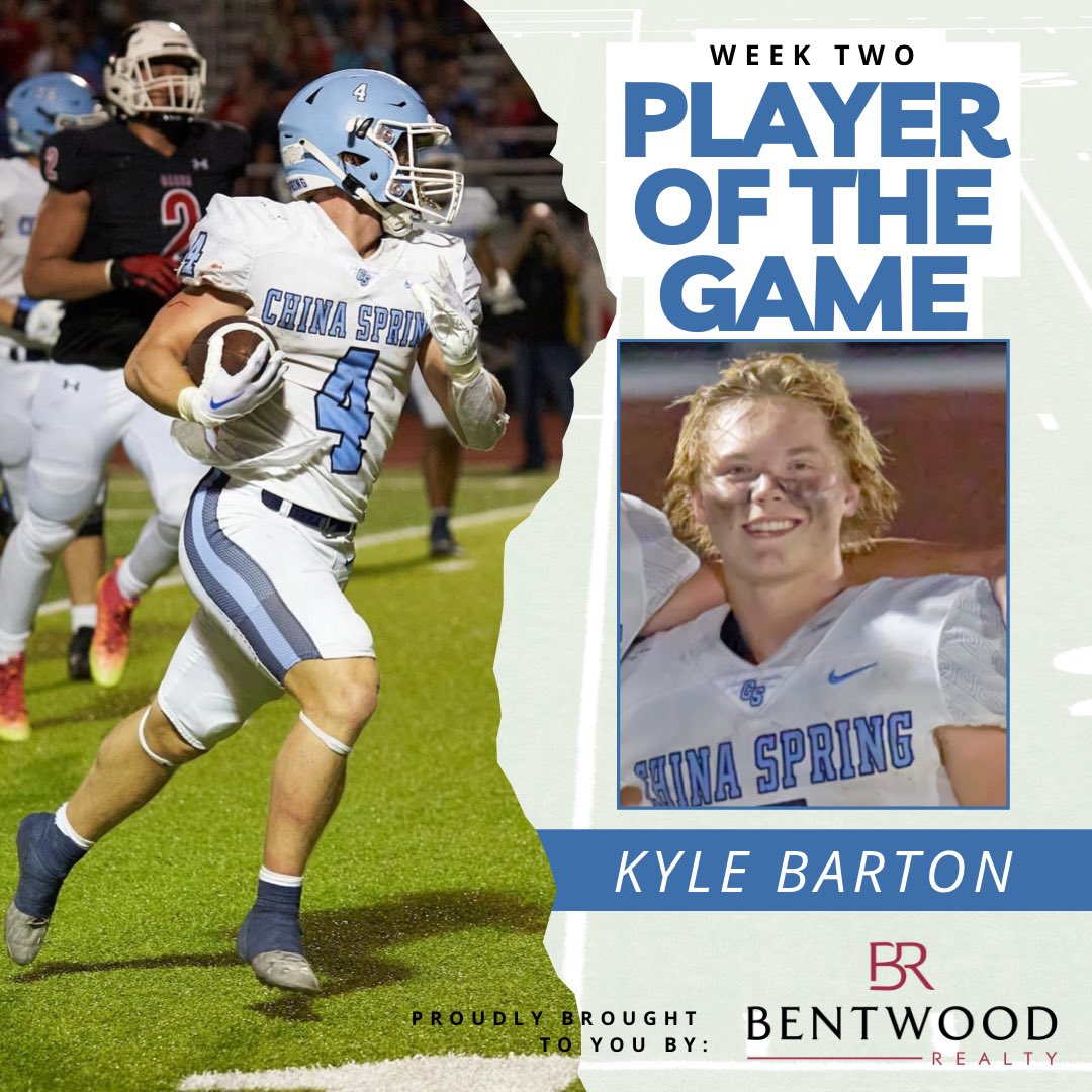 What A Comeback! Congrats to the Cougs &amp; this week’s <a href="/BentwoodRealty/">Bentwood Realty</a> Player of the Game, <a href="/KyleABarton/">Kyle Barton</a>. Kyle’s 4th qtr TD with 56 seconds left put the Cougs up 42-41 to edge out 5A Melissa in a Friday night nail-biter! The Cougs never quit &amp; fought as a unit for this win. #GoCougs