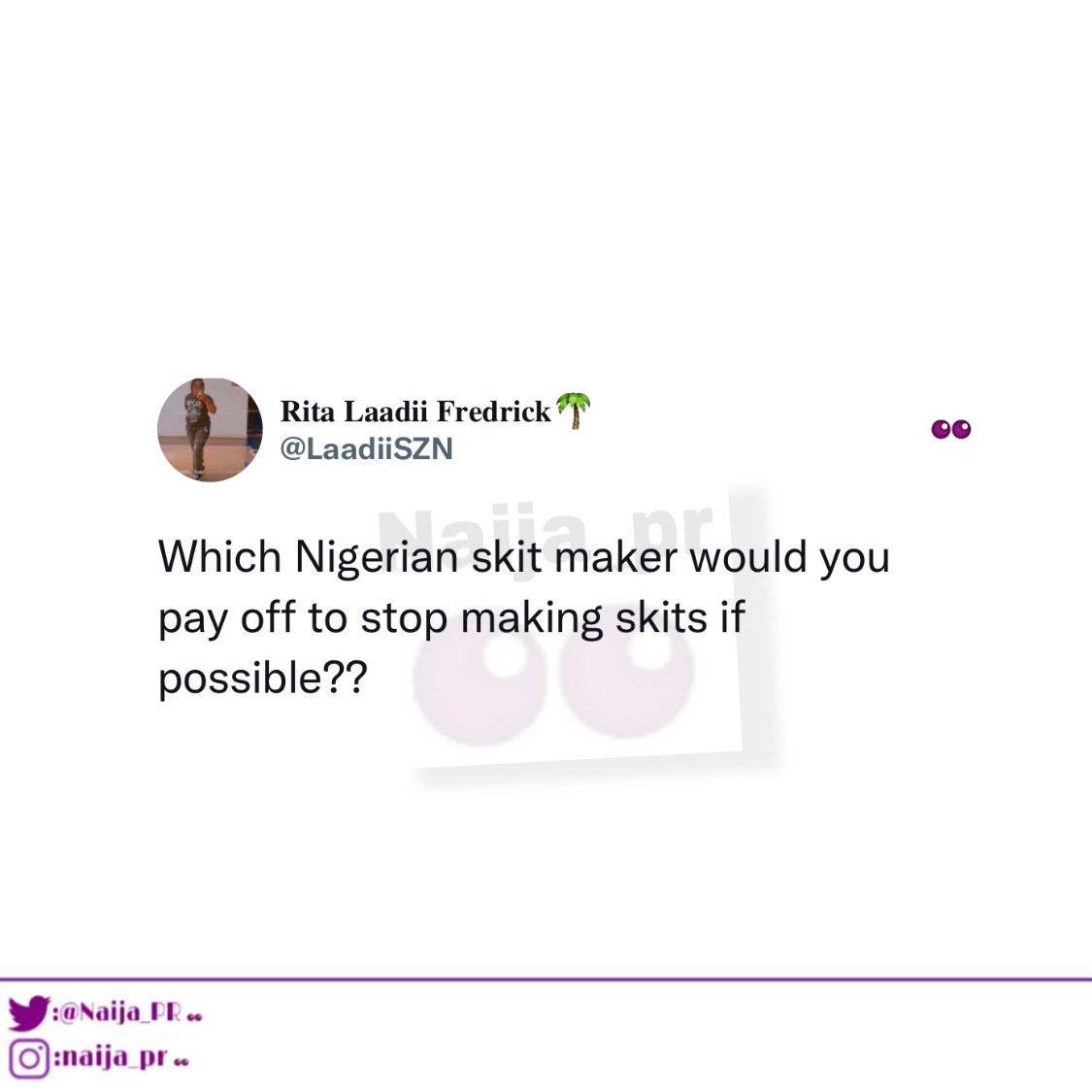 Naija_PR's tweet photo. Who would you pay off?? https://t.co/vR8MDK1ycZ