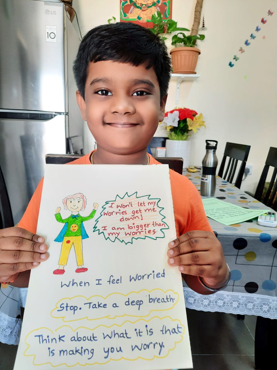 rahela_s's tweet photo. # Gratitude task
Hridaan sharing his thoughts on how to overcome a worry....
#StrongSchools
 #BestSchoolPrize
 #T4Edu
#MOEUAE #ADEK 
 @ShiningStarSchl
 @T4EduC @MOEUAEofficial @ADEK_tweet https://t.co/EFLoCxgrPE