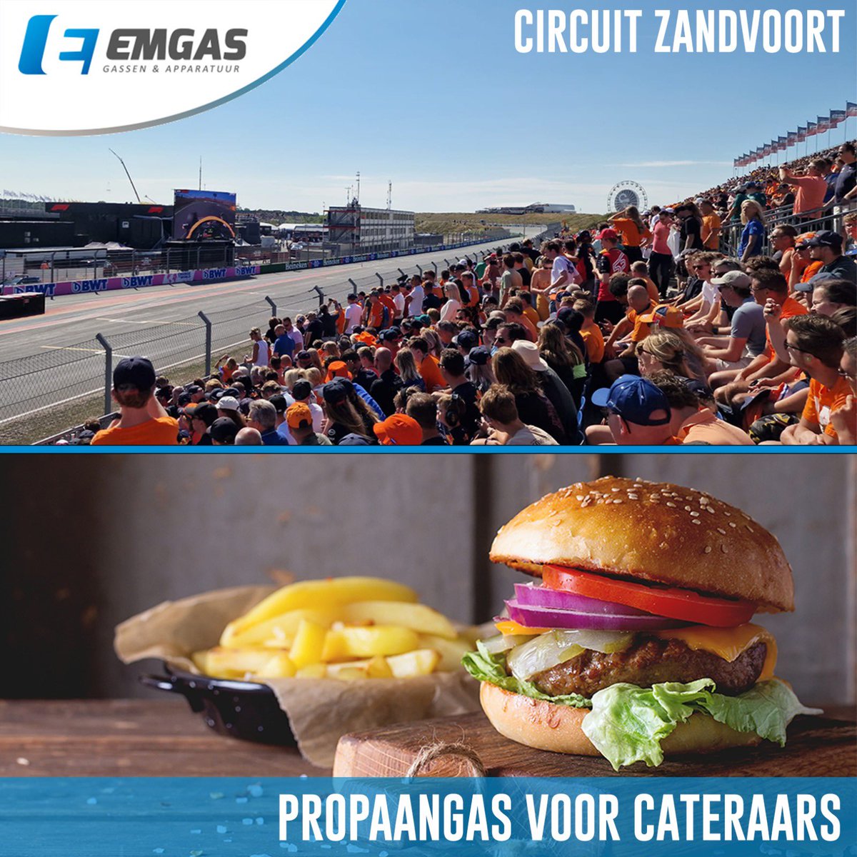 EmgasBV's tweet photo. Duizenden racefans bezoeken dit weekend het 🏁circuit van Zandvoort voor de formule1!🏎 Emgas levert ook dit jaar weer propaangas aan de diverse cateraars op het circuit!
Eetsmakelijk🍽
#emgas #formule1 #circuitzandvoort #cateraars #propaangas https://t.co/Kf9fJXghbx