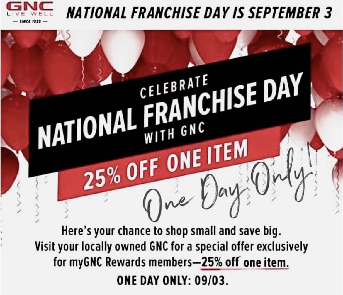 Just a one day sale don’t miss it! We want to thank all of our customers for supporting us. #Nationalfranchiseday #localbusiness #GivingBack #ThankYou