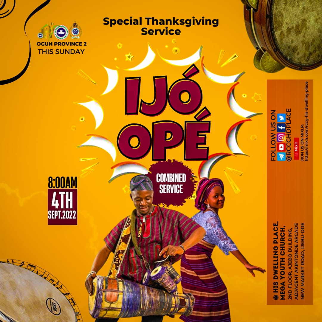 Oh give thanks to the Lord, for he is good and his mercies are forever!

Let's meet in church tomorrow as we offer our dance offerings to God!😍🥰

#IjoOpe
#ThanksgivingService
#CombinedService
#rccghdplace