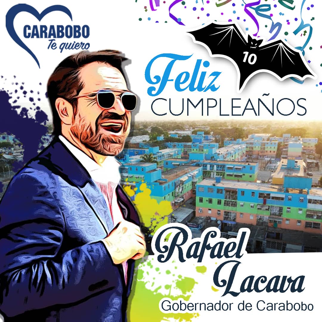 CaraboboGB's tweet photo. Felicitamos al Gobernador Rafael Lacava @lacava10oficial por su cumpleaños, le deseamos muchísima vida y salud para que siga mejorando la calidad de vida de todos los carabobeños. Gracias por devolverle la alegría y esperanza a este pueblo, ahora más que nunca, ¡NADIE SE RINDE! https://t.co/a6pvX6YWIJ