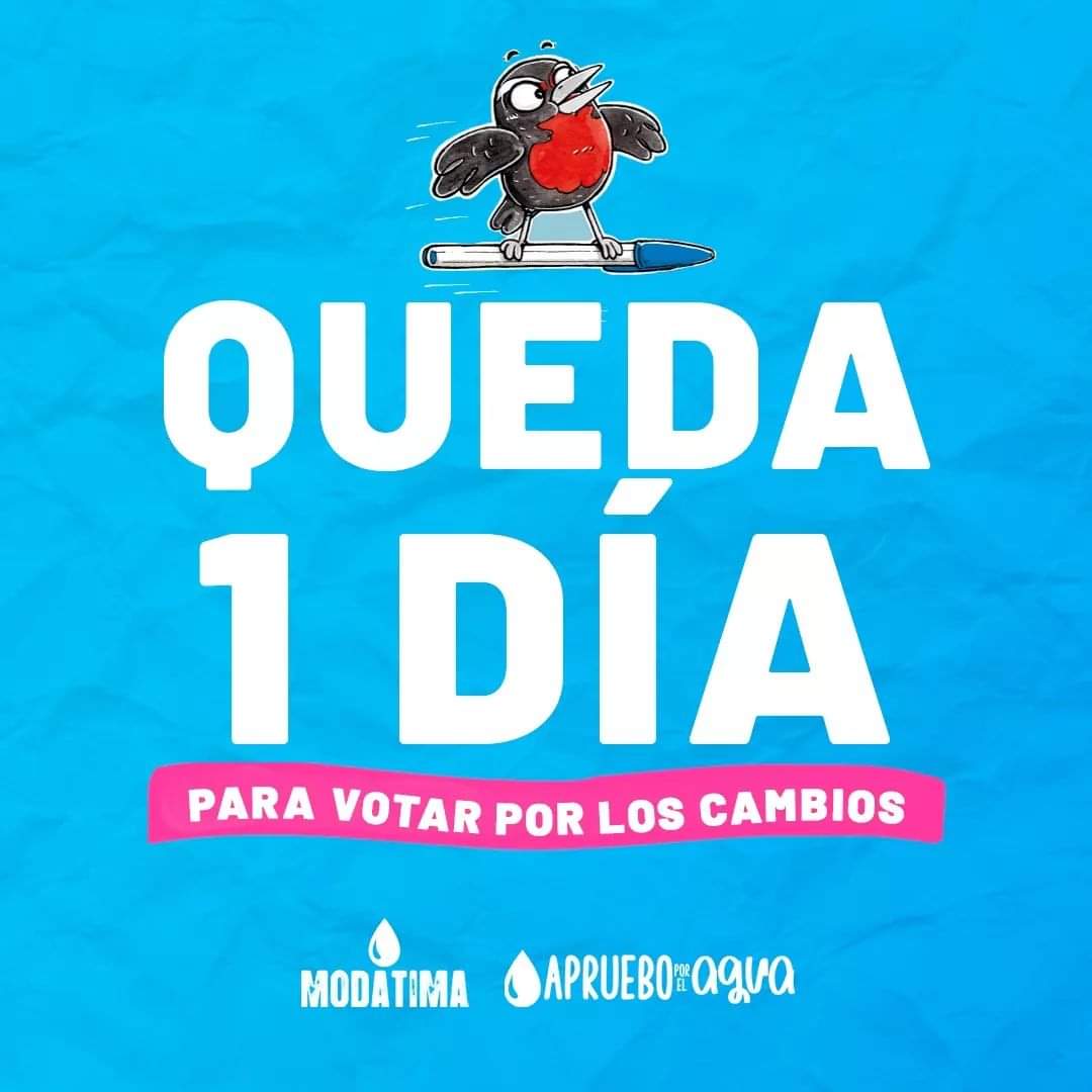 criordor's tweet photo. 💜Queda un día para votar por los cambios. Un día para que el agua sea un derecho humano, para que la vida y naturaleza estén al centro y avanzar hacia un mejor país #Apruebo #AprueboConEsperanza #Apruebo4deSeptiembre 🌊🪁🦙 https://t.co/diWXIf3v28