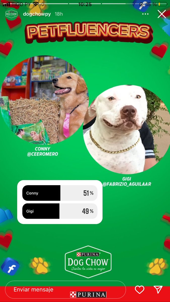 monseebritos's tweet photo. Hola amigos del tw que todo lo pueden, podrían ir a votar por Gigi 🙏🏻, si es que gana va a donar su premio (purina) al refugio de Pata patrulla. Desde ya muchas gracias ❤️ https://t.co/ttEG2g0PQ4