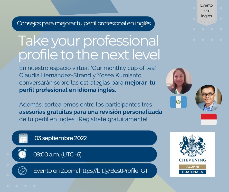 Aún estás a tiempo. Únete directamente a Zoom bit.ly/BestProfile_GT