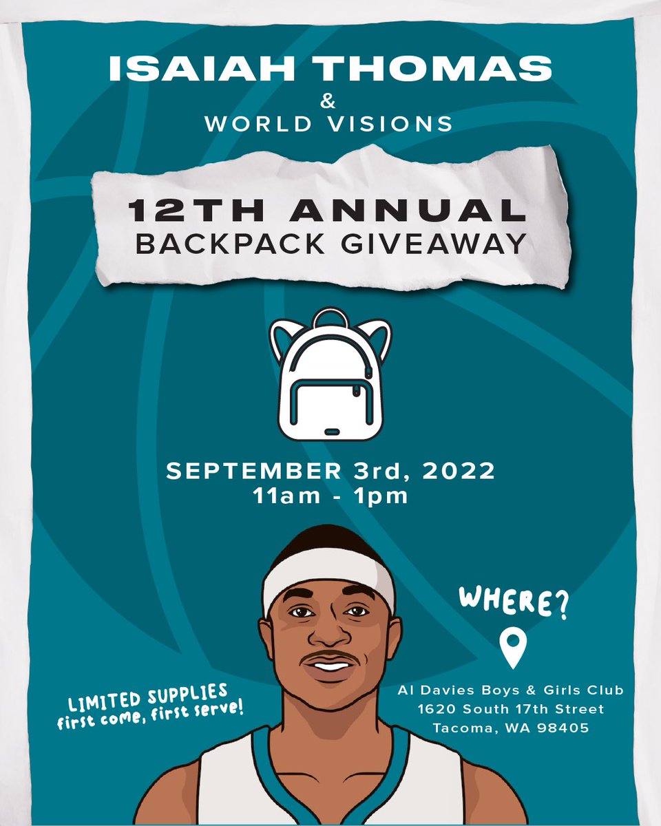 isaiahthomas's tweet photo. Today at 11am-1pm. If you need school supplies stop by and pick it up. First come, first serve 🏁 https://t.co/LoLZUxz7Gc