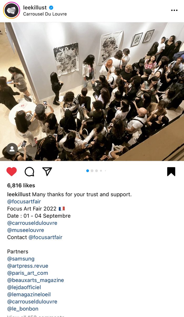 stussyjimin's tweet photo. Lee.K (@/leekillust) posted on Instagram: “Many thanks for your trust and support.” 

The turn out &amp; support for his artwork, including the portrait of Jimin, at the Carrousel du Louvre, has been incredible. 

Thank you Lee K for painting your muse, Jimin, so beautifully. ♡ https://t.co/hUNN0UHve9