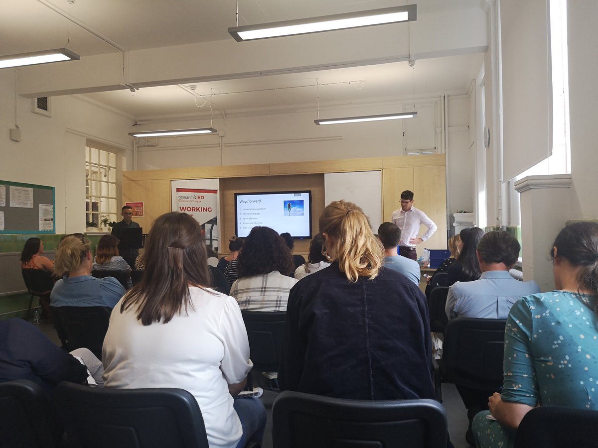 _Esther_Gray's tweet photo. Excellent session with @TomRees_77 and @bennewmark proposing an alternative lens for SEND which recognises the limits of meritocracy. Emotional and thought provoking. #rED21 https://t.co/Q8QSsZrQPU