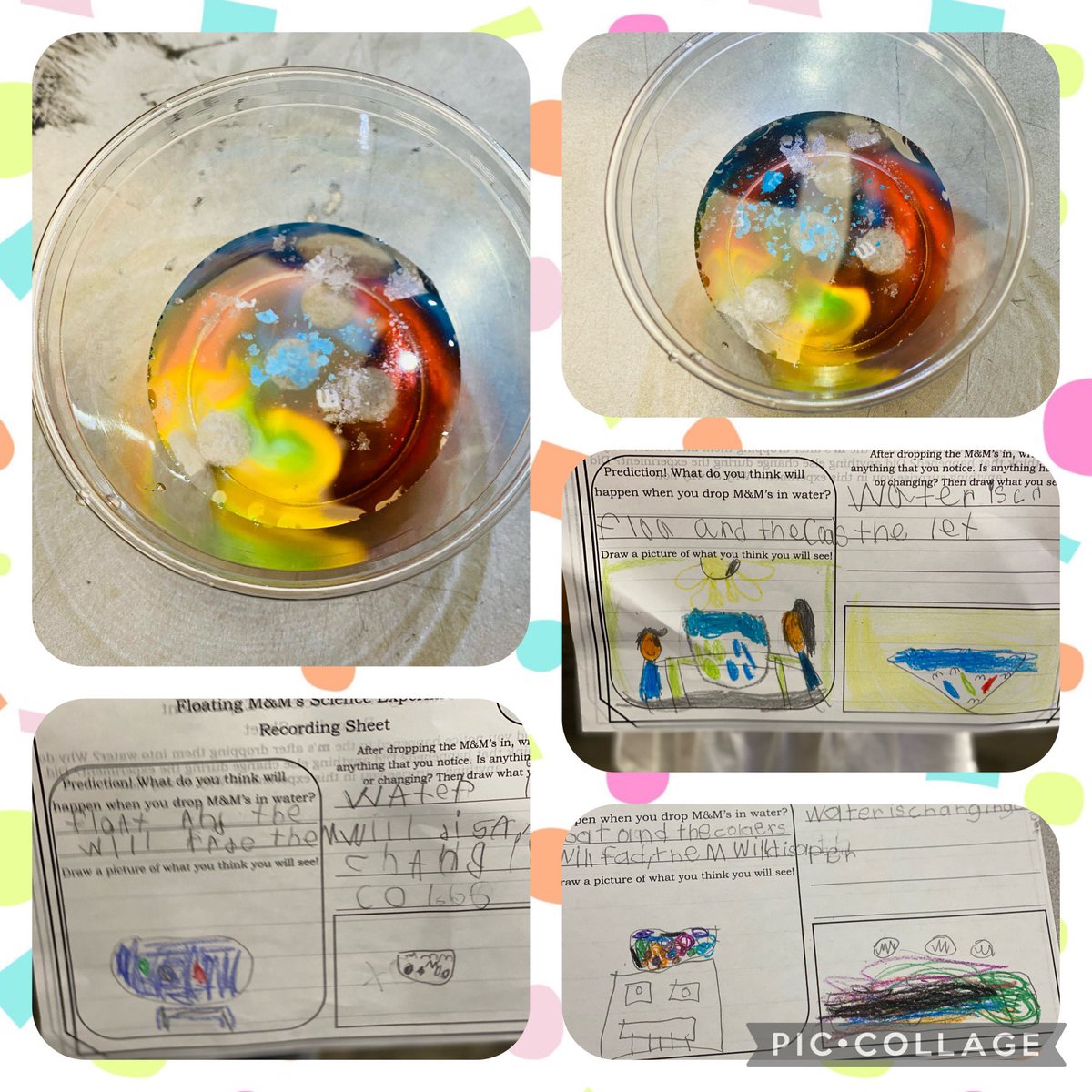 Teach_Balderas7's tweet photo. We had so much fun with our first science experiment 🔬 of the year! Our M&amp;Ms didn’t float but who would of thought the letter M would! 😯 @CFISDAndre #sciencefridays https://t.co/GGtYqxsFhb
