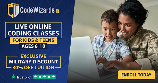MilitaryBridge's tweet image. #CodeWizardsHQ, a leader in online #coding for kids, salutes #military families with a 30% #militarydiscount &amp;amp; programs that move with you! ow.ly/cHhn50Kzv61