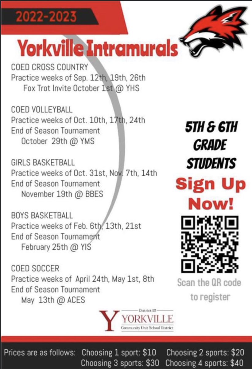 Attention 5th &amp; 6th grade families! Registration will be open after Labor Day! 🏃‍♂️ 🏐 🏀 ⚽️ 🦊