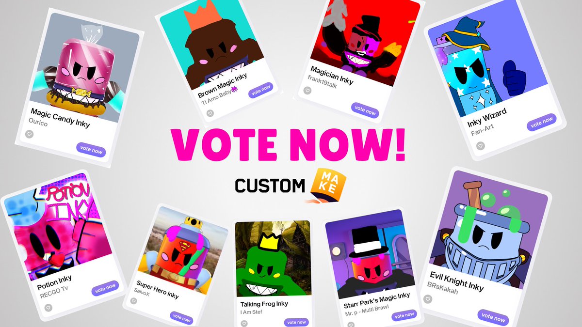 MolyanStars's tweet photo. Hey you!👋 

Inky's campaign submissions will be closed on 06/09/2022!🕑

If there's a really cool one that's not a finalist yet (10 votes), now is the time to shine!⭐

https://t.co/8Qyht6qW3A

#BrawlStars #SupercellMake #CustomMake #MolyanStars #Inky #inkyinamagicland https://t.co/qfmMuLDmOY